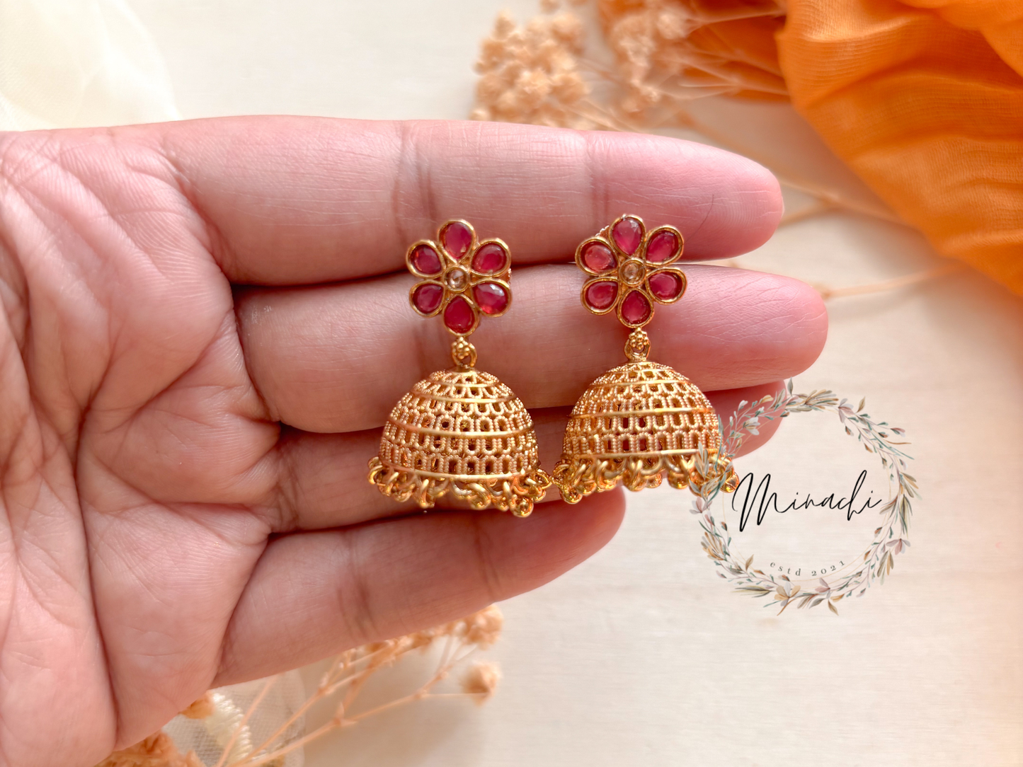 RUBY FLORAL JHUMKA