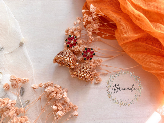 RUBY GREEN FLORAL JHUMKA