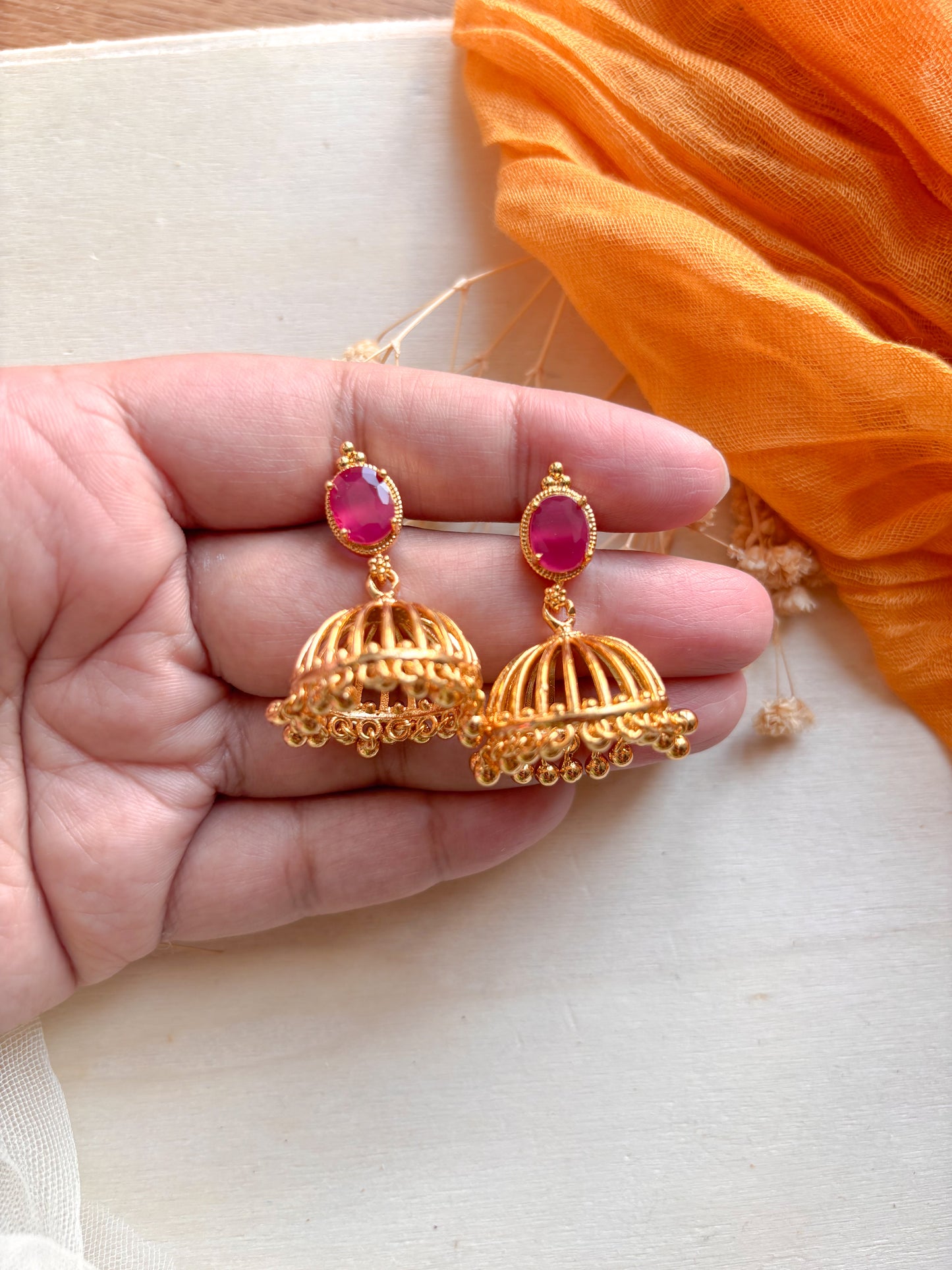RUBY PINK JHUMKA