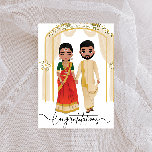 Tamil Wedding Congratulations | Saree | wedding | Congratulations| A6 card | Asian Weddings | Tamil Greeting Cards | Saree Vesti Couples