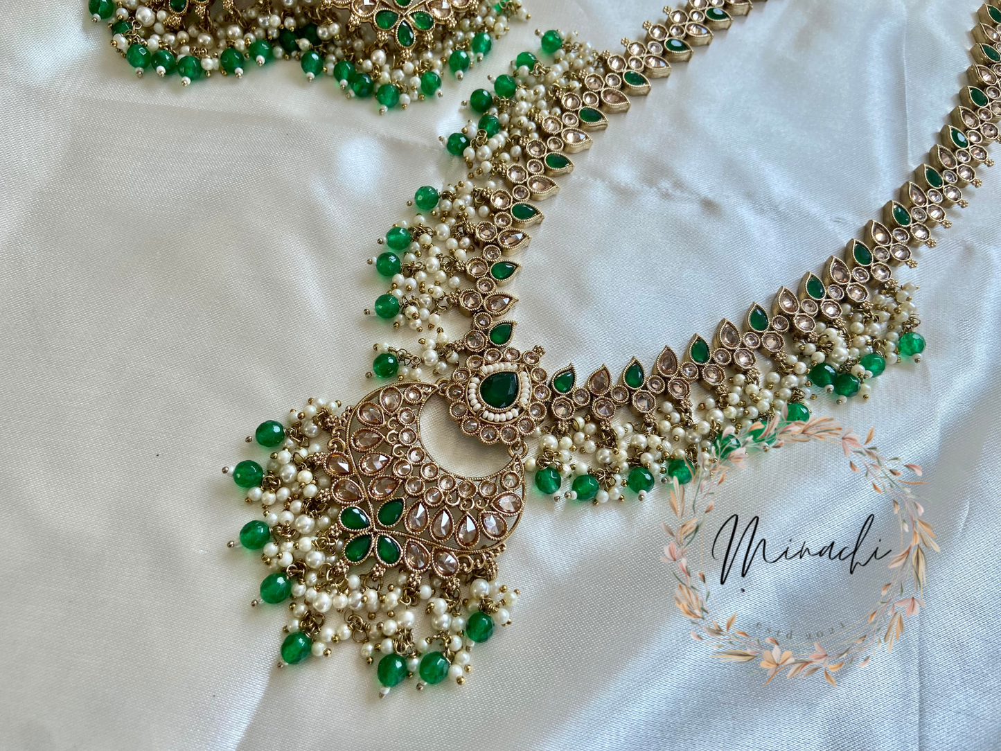 GREEN LONG NECKLACE SET