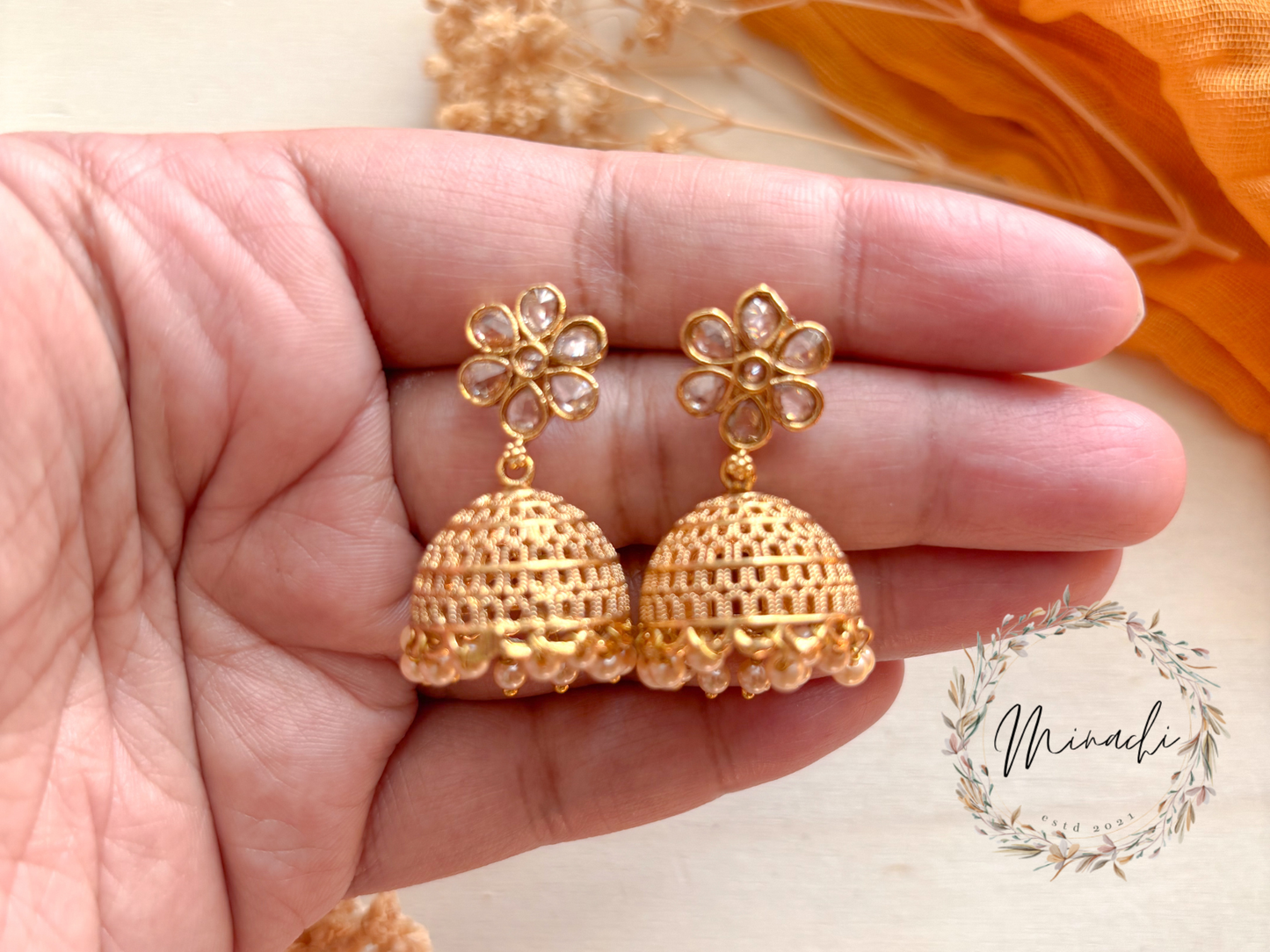 WHITE FLOWER JHUMKA