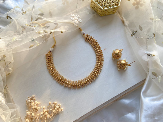 GOLDEN PEARL NECKLACE SET