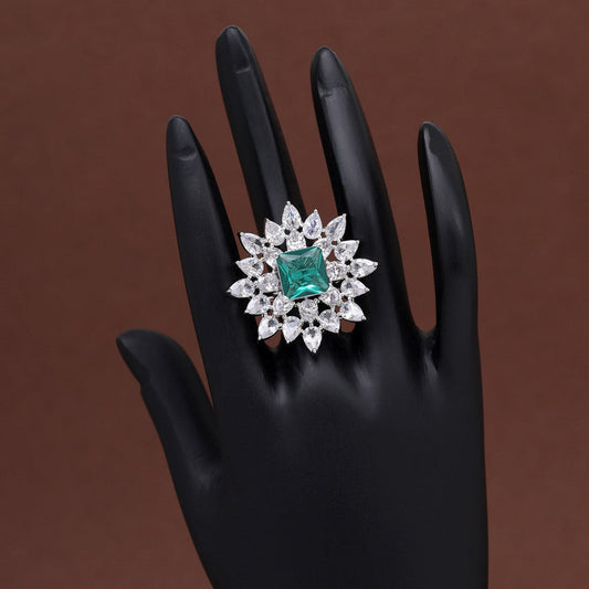 AMERICAN DIAMOND RAMA GREEN RING