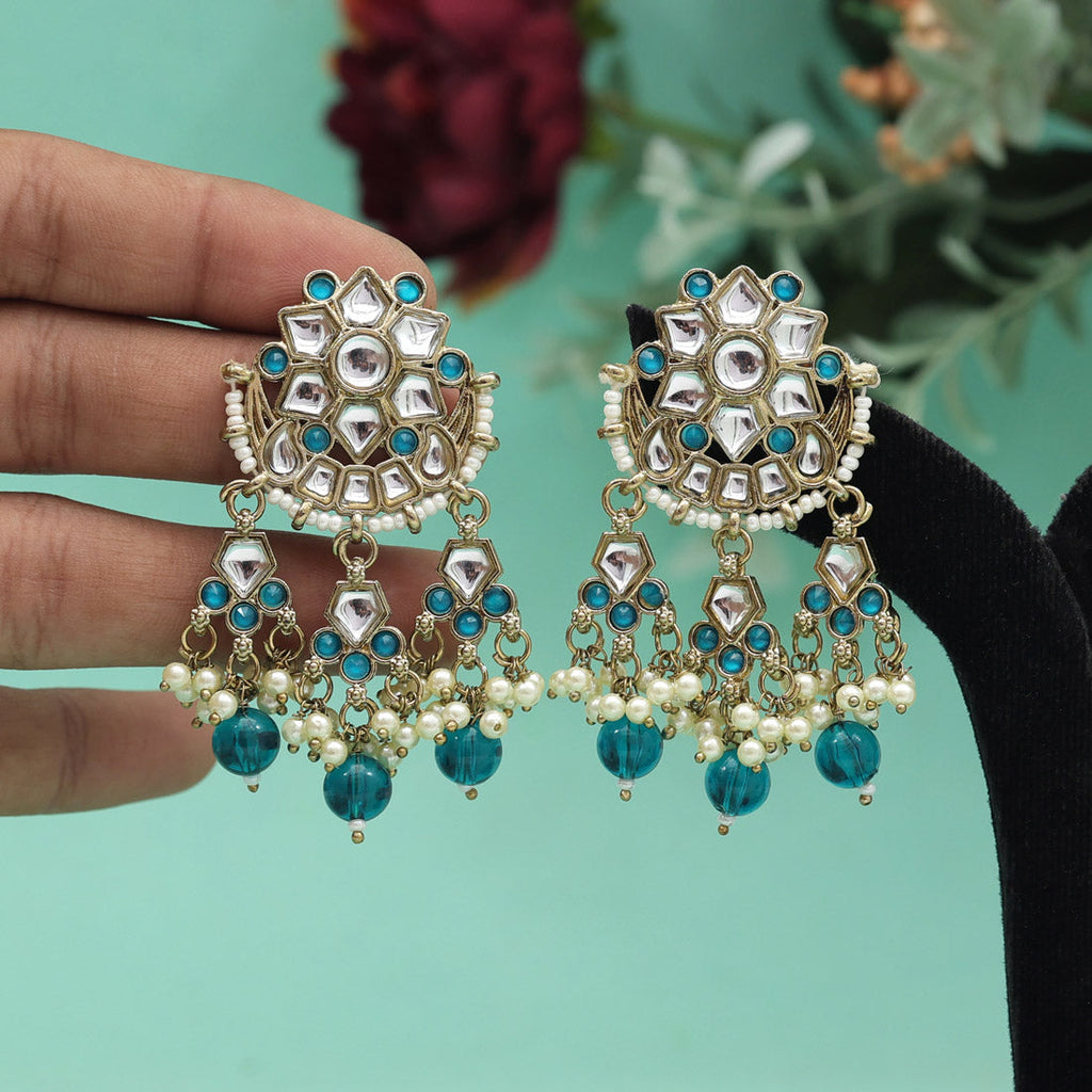 HEERA:  TURQUOISE BLUE KUNDAN EARRINGS