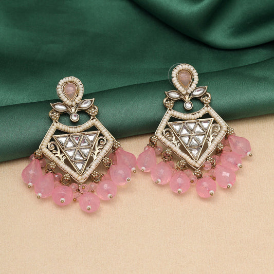 HEERA: PINK KUNDAN EARRINGS