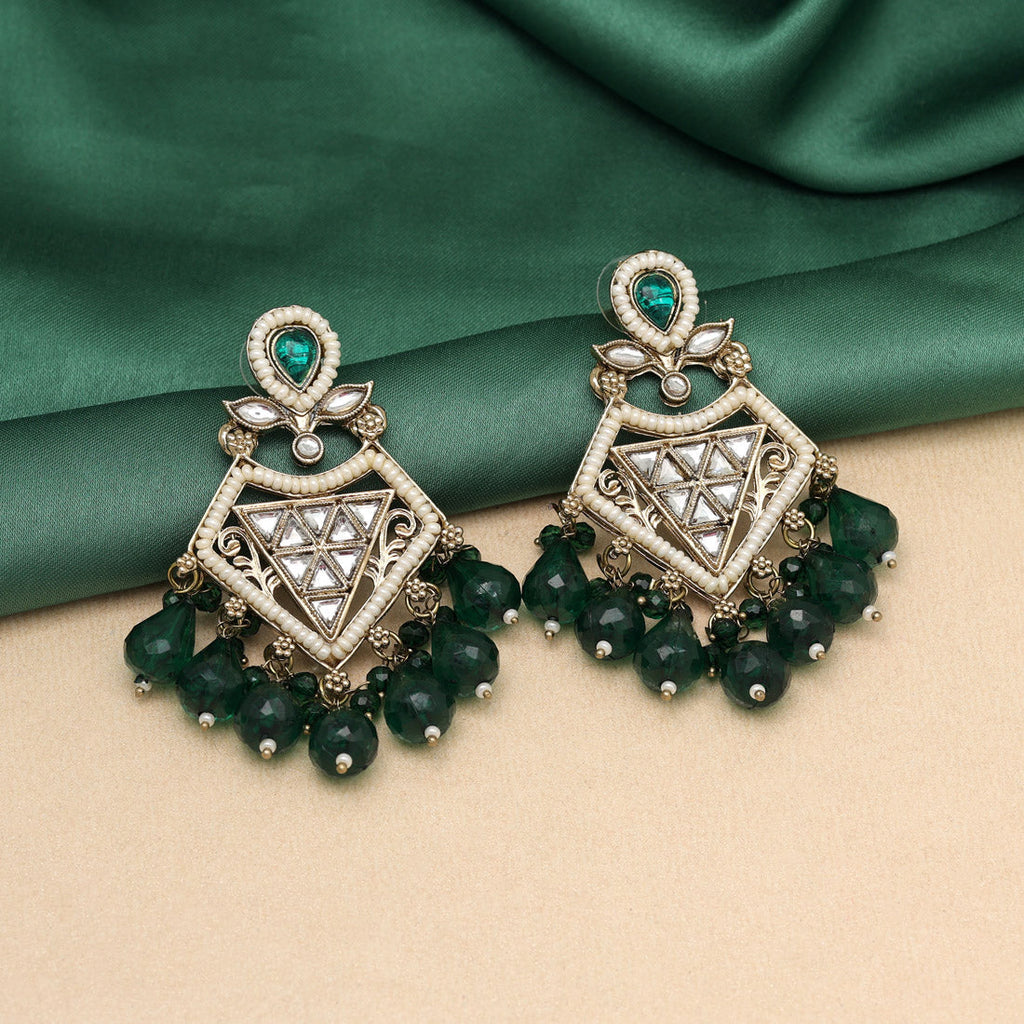 HEERA: GREEN KUNDAN EARRINGS