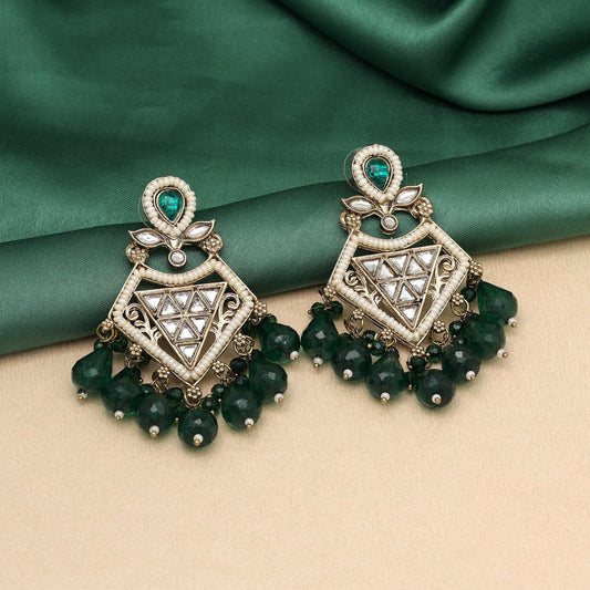 HEERA: GREEN KUNDAN EARRINGS