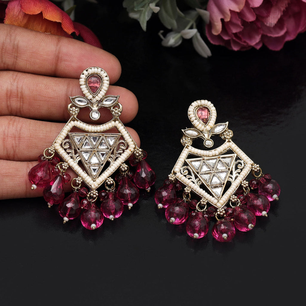 HEERA: MAGENTA KUNDAN EARRINGS