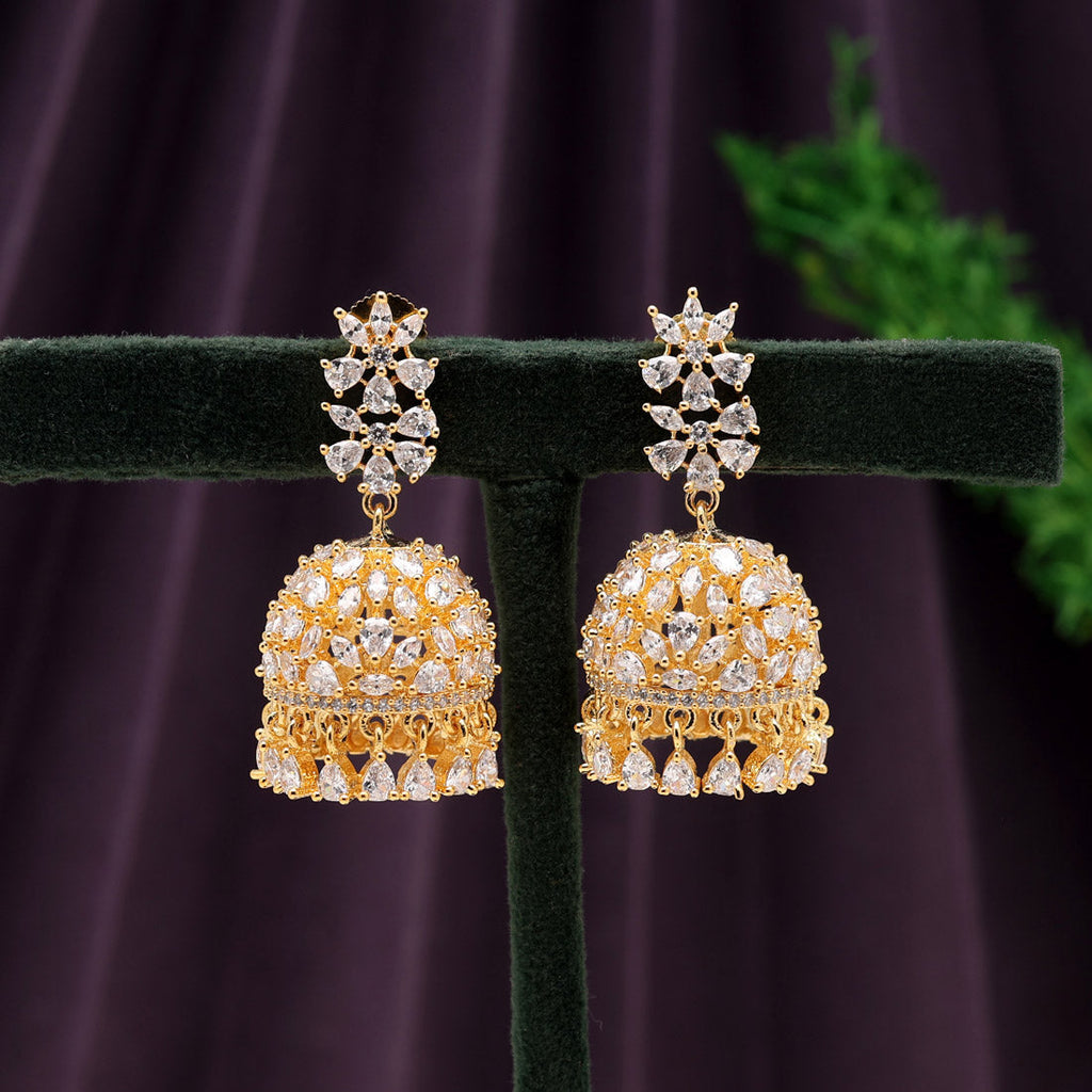 HEERA: GOLD AMERICAN DIAMONDS JHUMKA