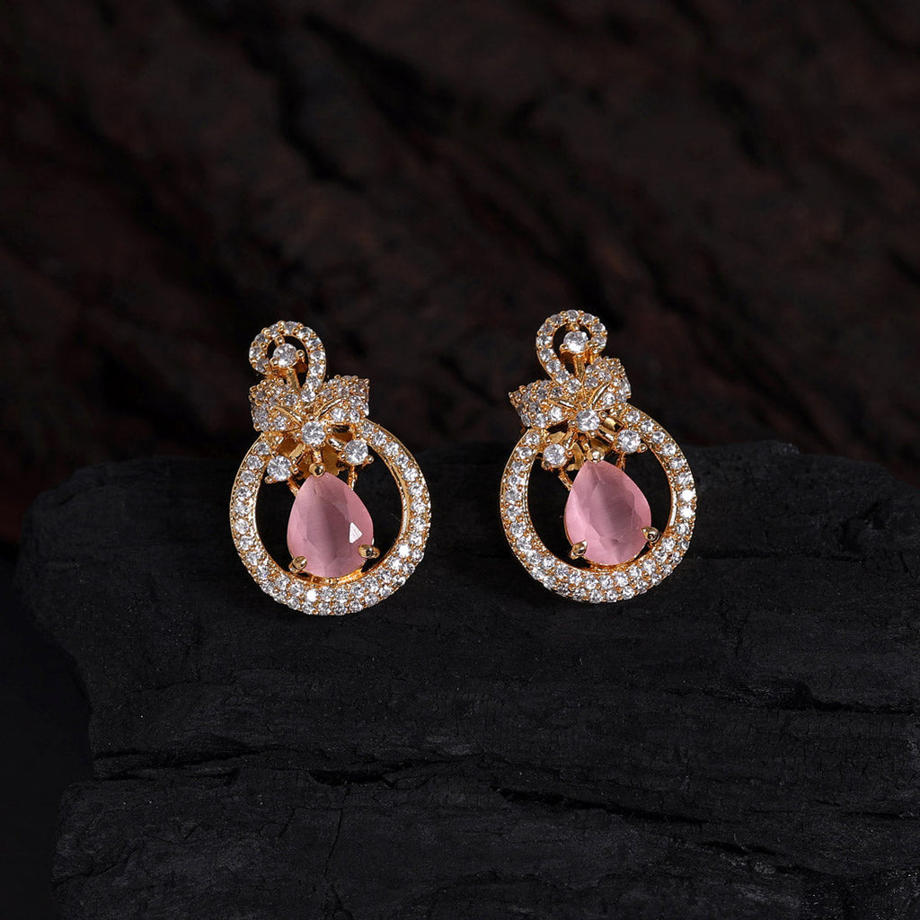 HEERA: PINK AMERICAN DIAMONDS EARRINGS