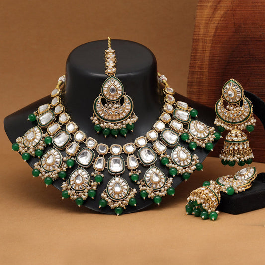 HEERA : GREEN PEARL KUNDAN NECKLACE