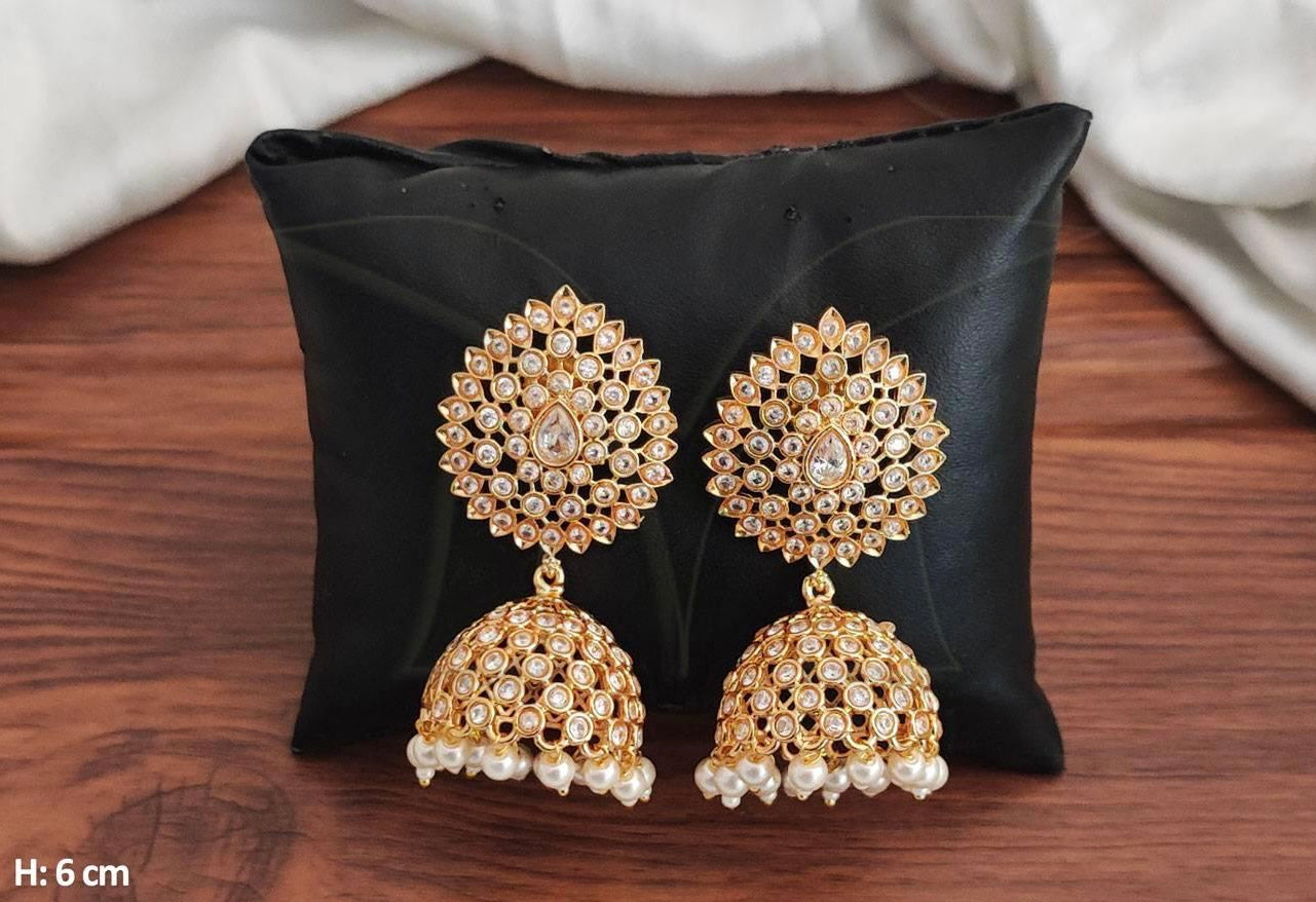 WHITE JHUMKA