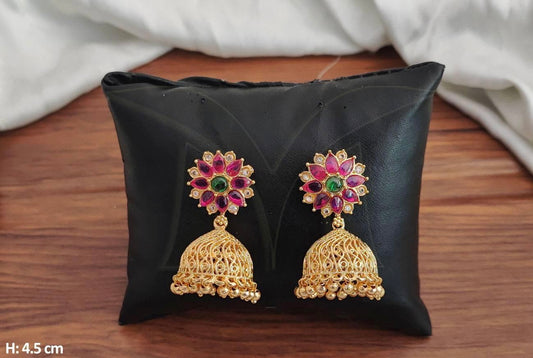 RUBY GREEN FLORAL JHUMKA