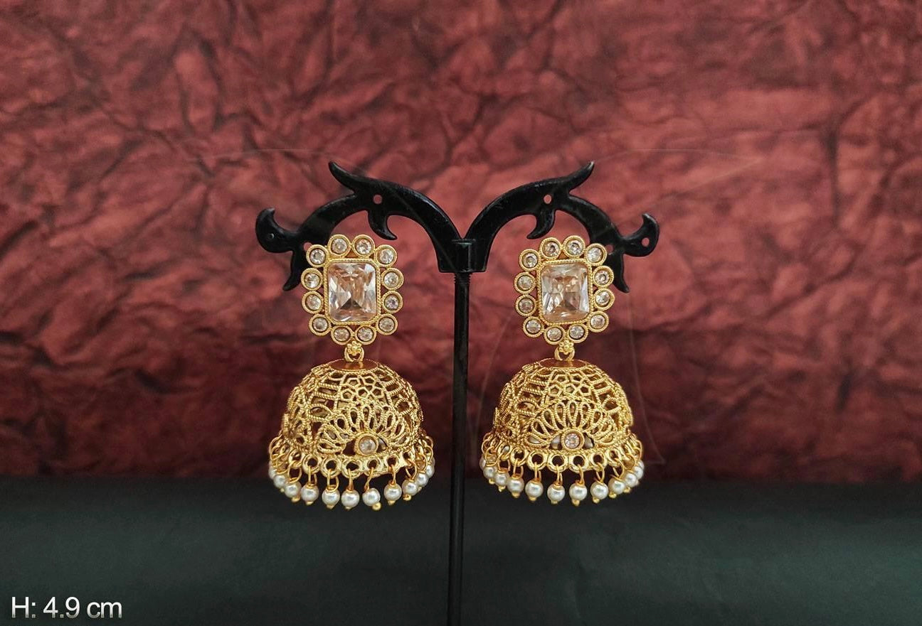 TRANSPARENT YELLOW STONE JHUMKA