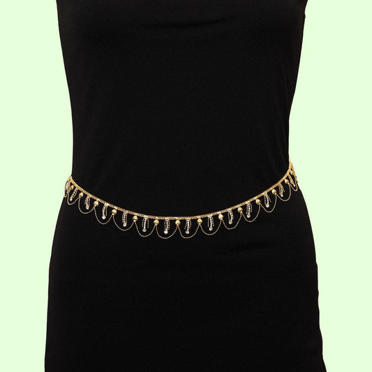 ANJALI: WHITE STONE WAIST CHAIN