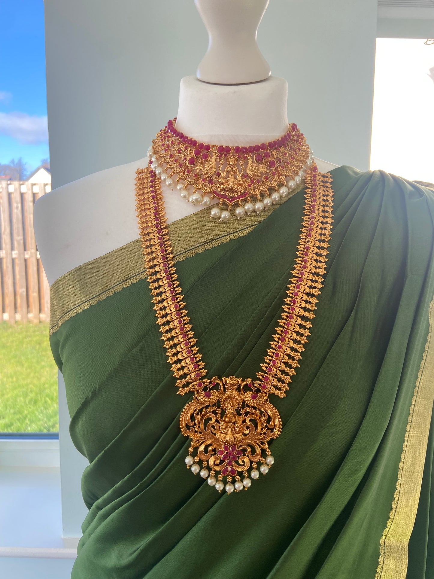 RUBY LONG SHORT LAKSHMI NECKLACE SET