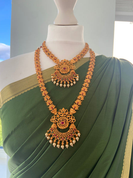 OLG- Pearl RUBY GREEN NECKLACE SET