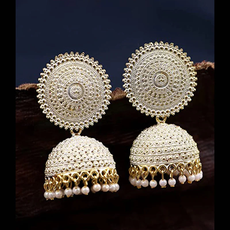 WHITE GOLDEN PEARL JHUMKA