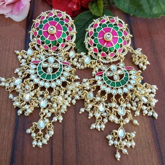 RUBY GREEN FLORAL PEARL EARRINGS
