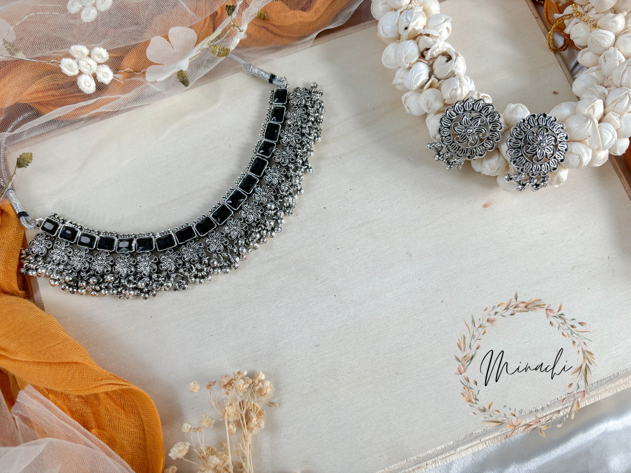OXIDISED BLACK NECKLACE SET – Minachi