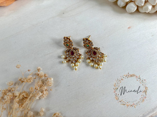 RUBY GREEN PEARL KEMP EARRINGS