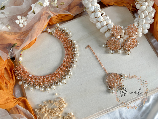 ROSE GOLD PEARL NECKLACE SET