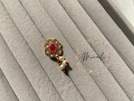 RUBY FLORAL PEARL NOSE RING
