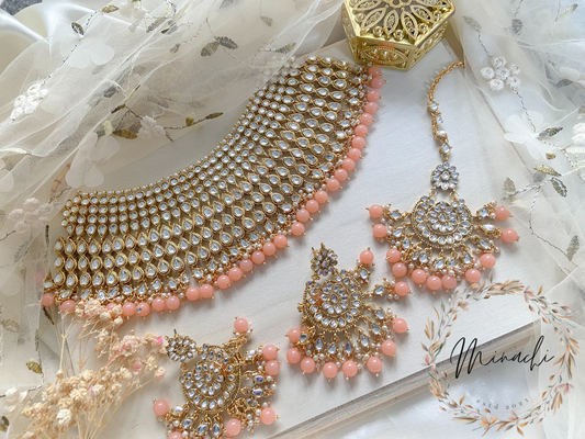 PEACH KUNDAN SET