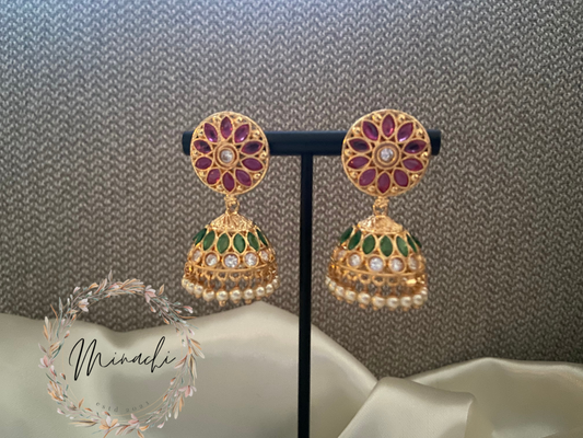 RUBY GREEN FLORAL JHUMKA