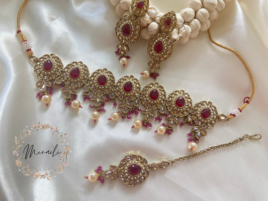 MARROON CHOKER SET