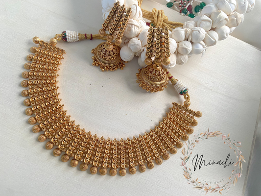 GOLDEN JHUMKA NECKLACE SET