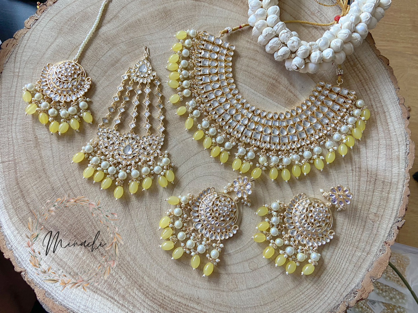 YELLOW KUNDAN NECKLACE SET