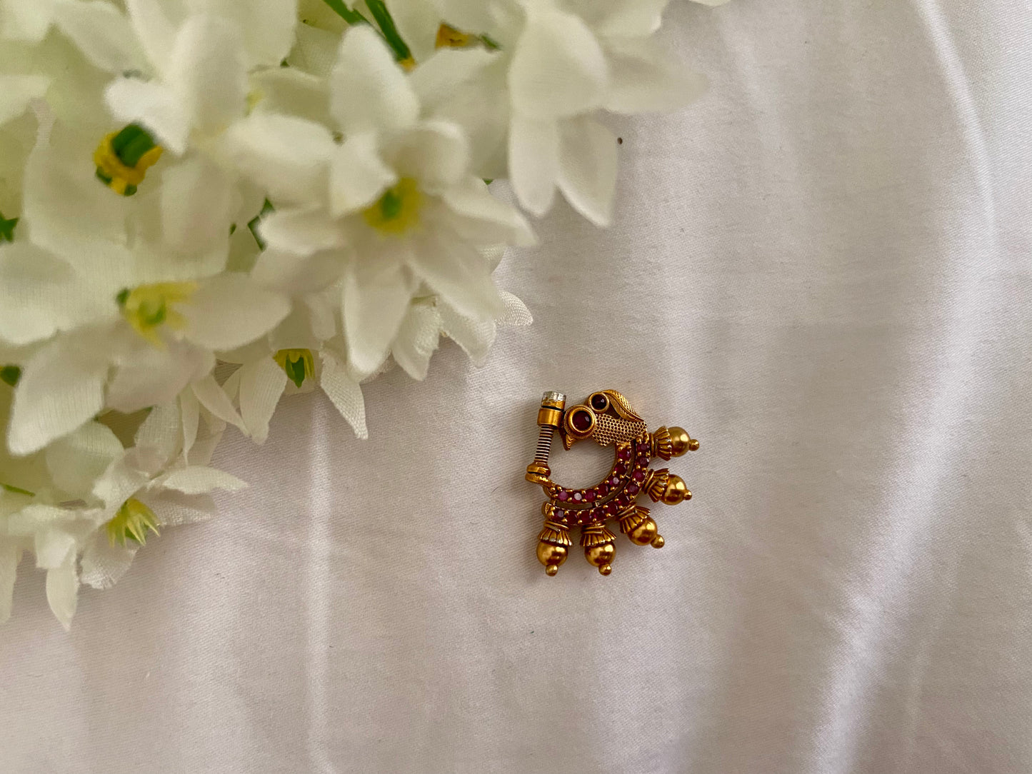 RUBY PEACOCK NOSE RING