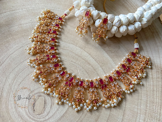 LAKSHMI PEARL RUBY NECKLACE SET