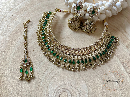 TM: GREEN DROP NECKLACE SET