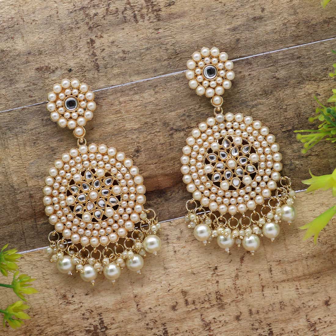 PEARL WHITE STONE EARRINGS