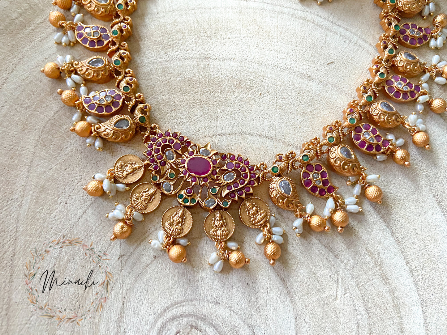 RUBY GREEN WHITE LAKSHMI SHORT NECKLACE