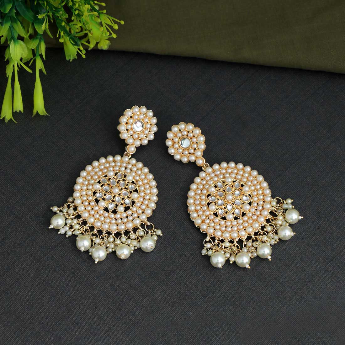 PEARL WHITE STONE EARRINGS