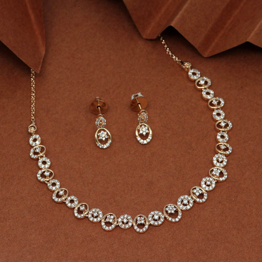 MG-21: Rose Gold American Diamond Necklace Set