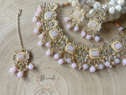 GOLD PINK NECKLACE SET