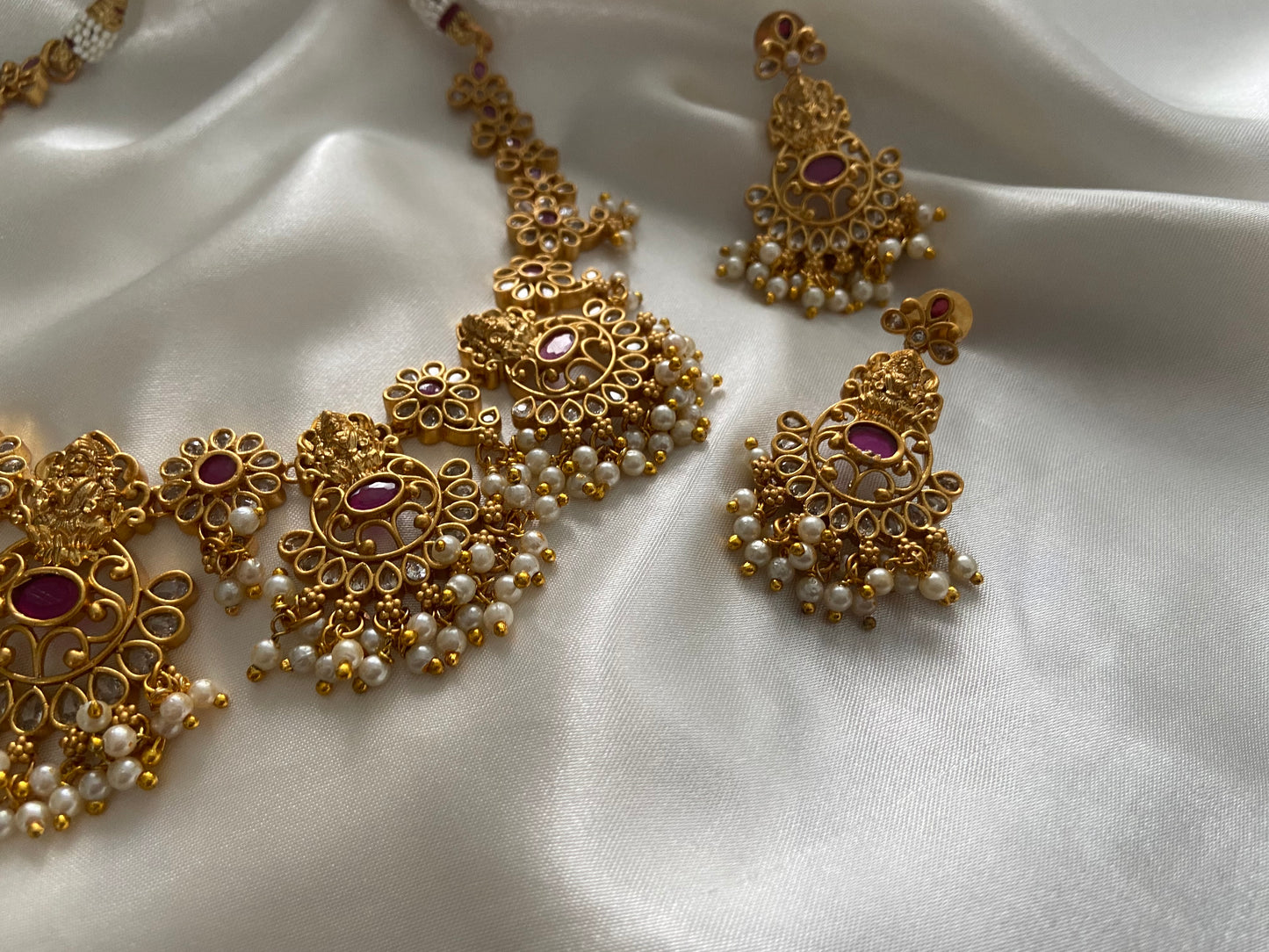 LAKSHMI RUBY PEARL NECKLACE SET