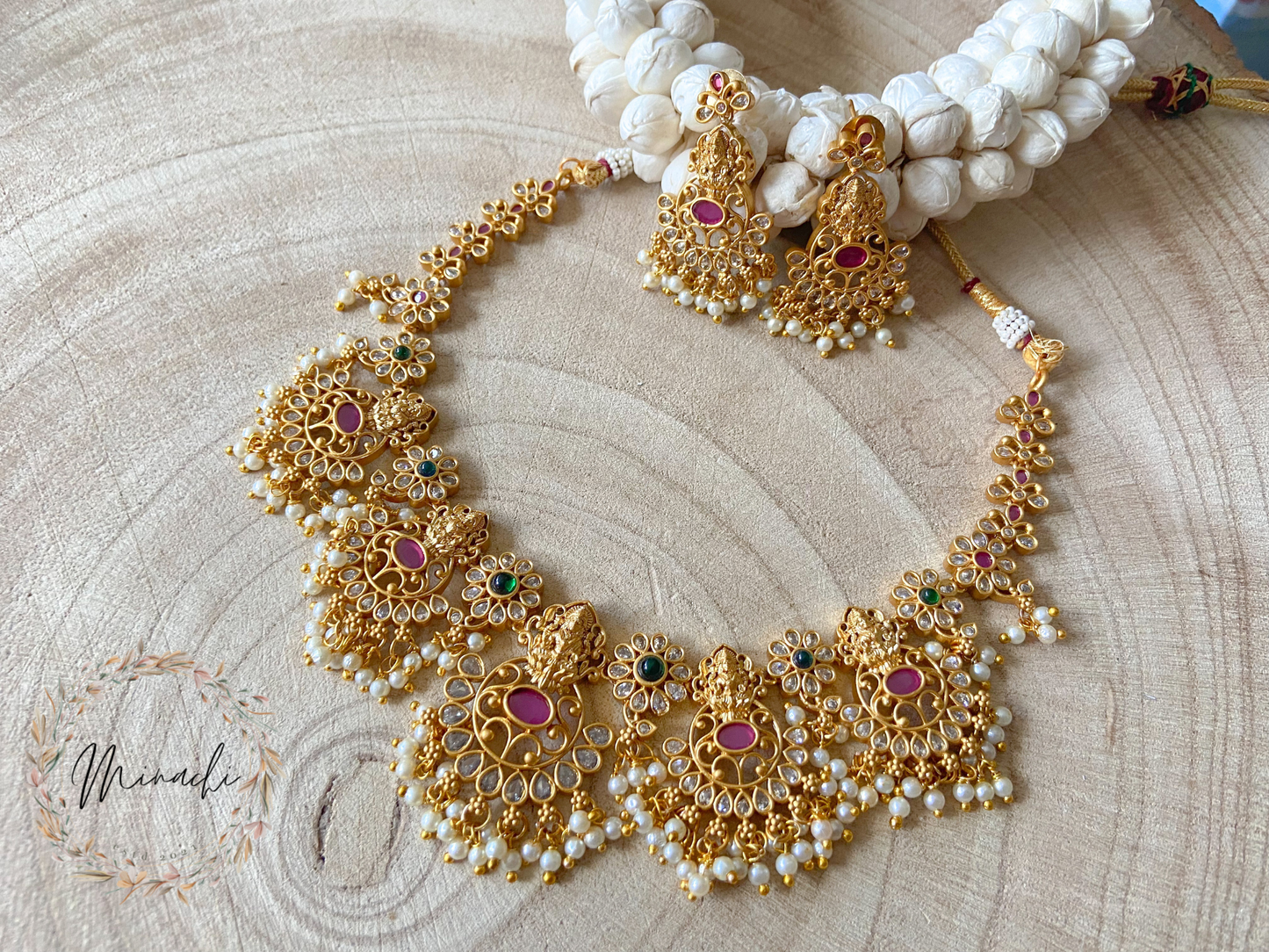 RUBY GREEN LAKSHMI NECKLACE SET