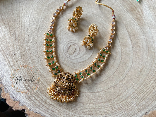 OLG-GREEN PEARL LAKSHMI LONG NECKLACE