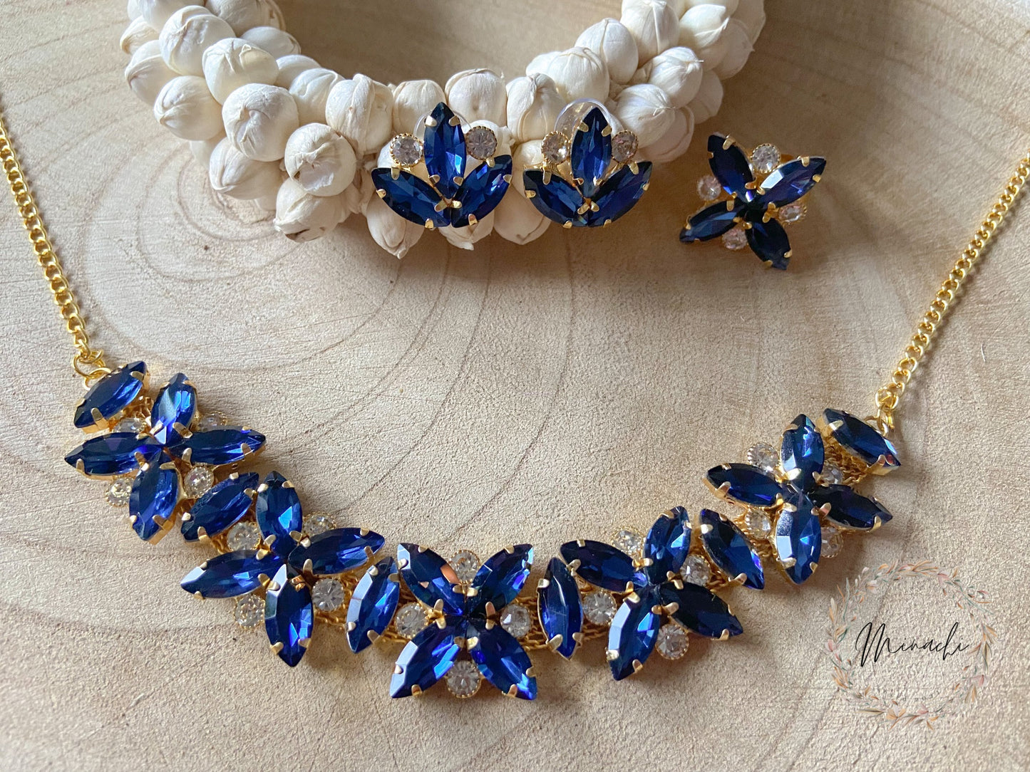 BLUE NECKLACE SET AND RING