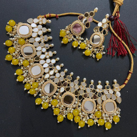 YELLOW MIRROR NECKLACE SET