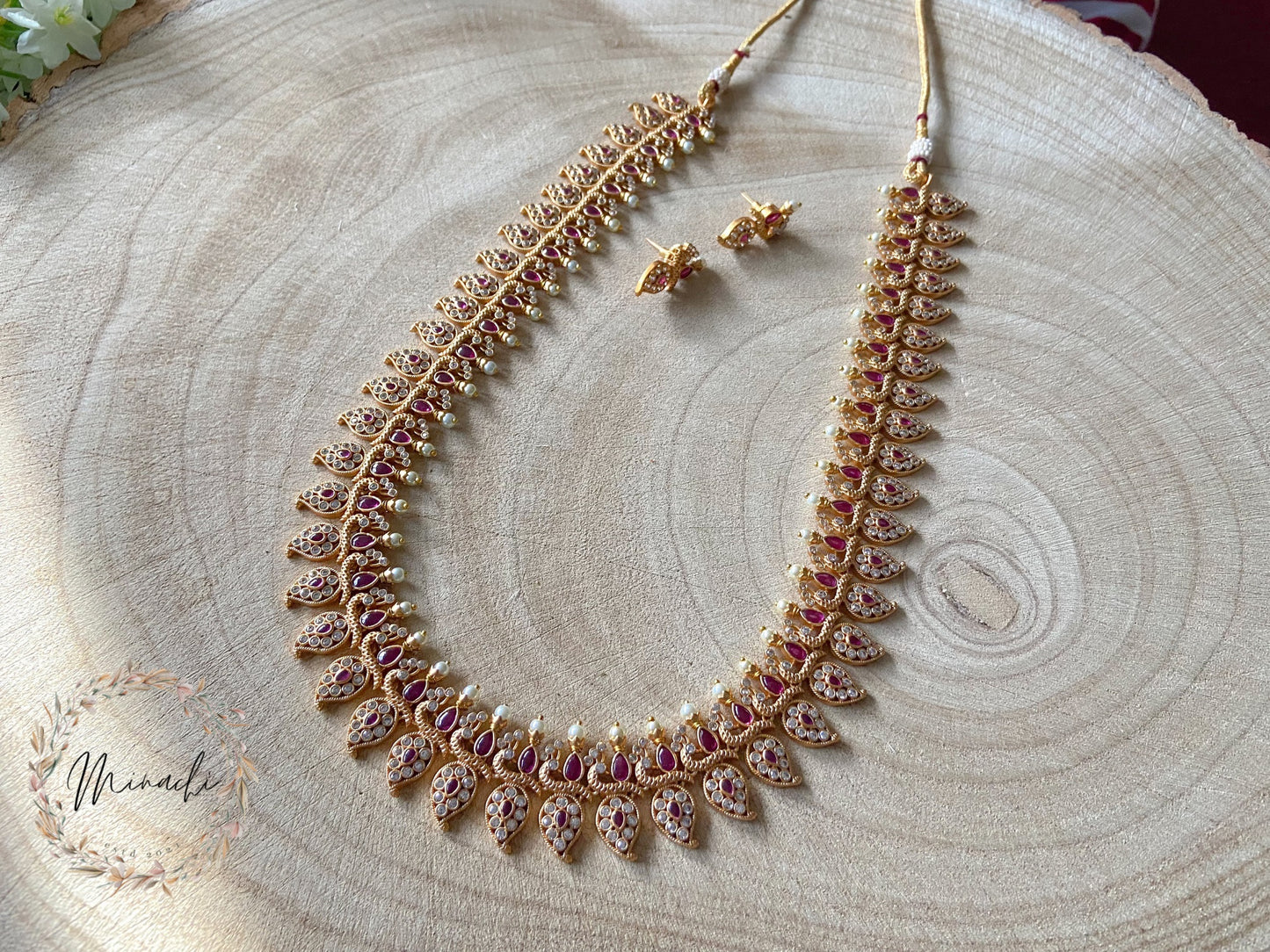 OLG- RUBY PEARL LONG NECKLACE SET