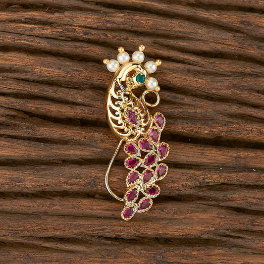 PEACOCK RUBY GREEN PEARL NOSE RING