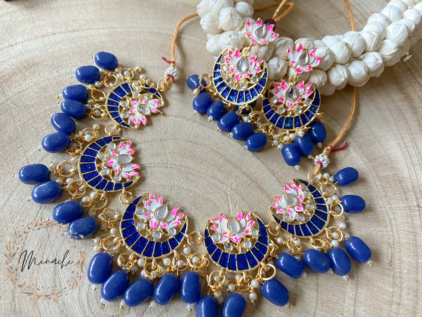 BLUE MEENAKARI NECKLACE SET