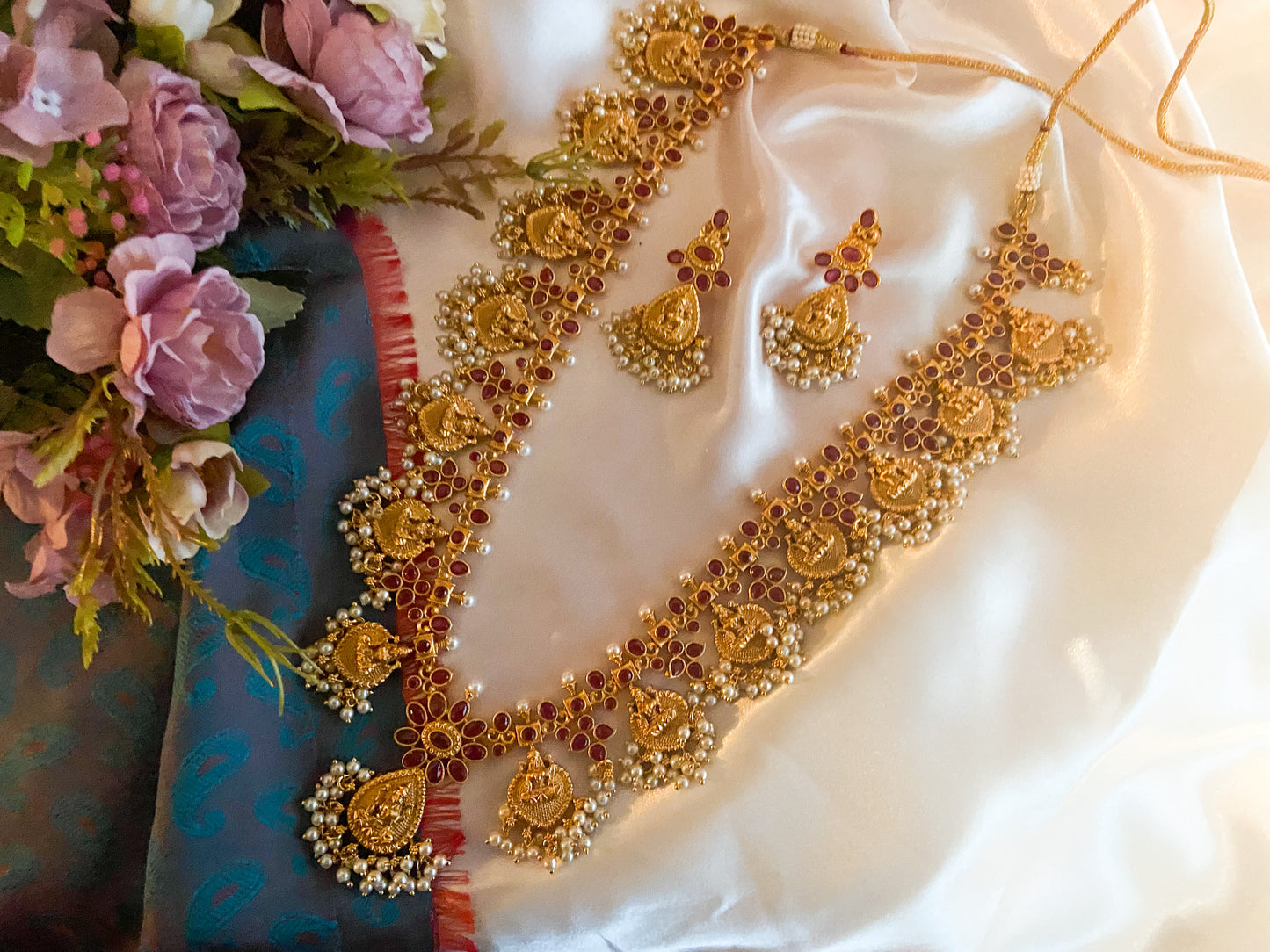 LONG LASKSHMI RUBY NECKLACE SET